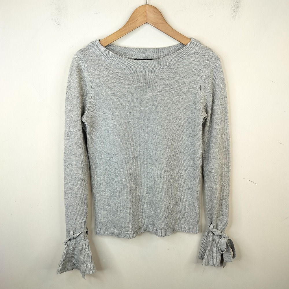Banana Republic Filpucci Wool Sweater Small Flared Tie Cuff Long Sleeve Grey